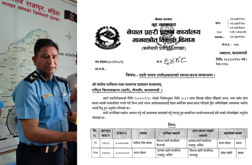 डिएसपी सागर बोहोराको सरुवा, डिएसपी कबिन्द्र सिंह बोहोरा राजापुर आउनुहुने